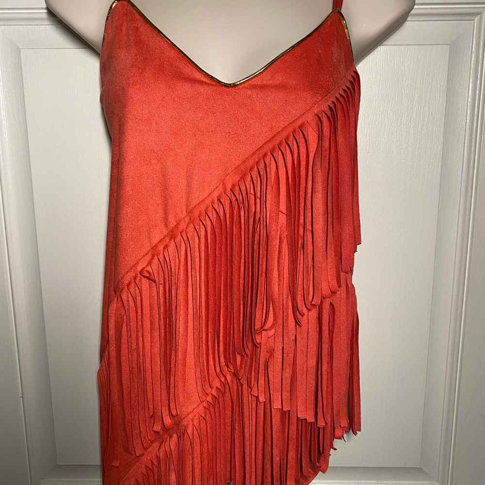 Vocal Orange Fringe with Gold Trim adjustable straps, soft feel and lightweight - Picture 3 of 10